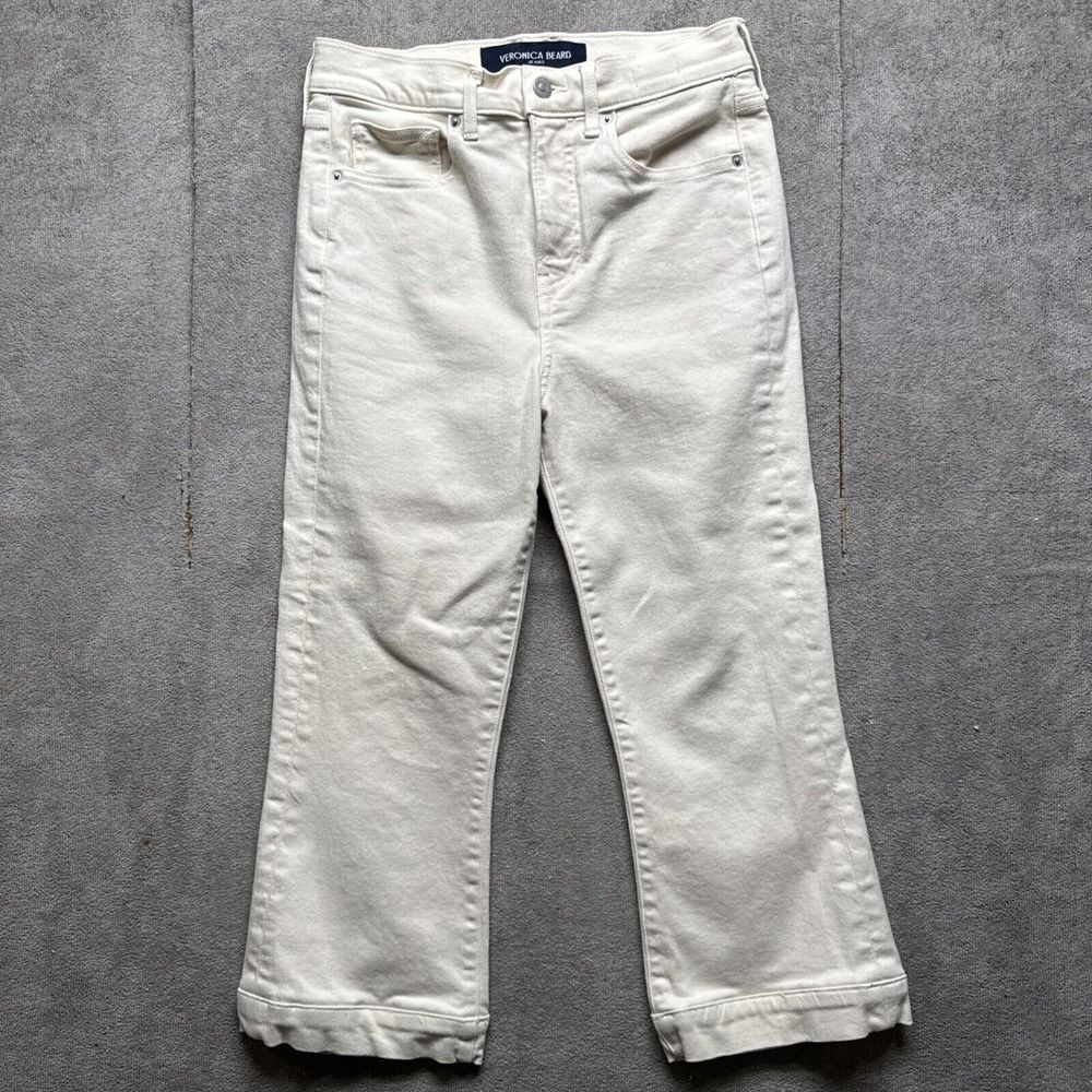Veronica Beard High-Rise Cream Cropped Jeans